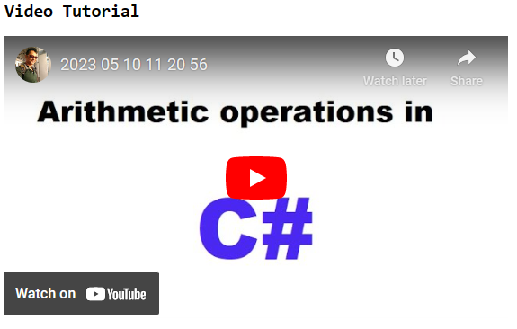 Performing Arithmetic Operations in C#